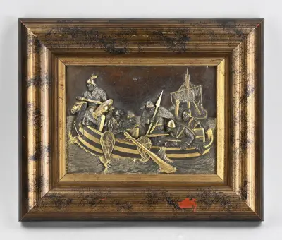 Plaquette in lijst (Vikingen) – kavel bij Twents Veilinghuis