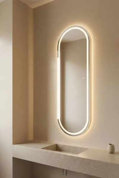 Ovale LED Badkamerspiegel 140×45 cm – Anti-Condens & 3 Lichtkleuren VIDI, Hakon – kavel bij Onlineveilingmeester, Hoogeveen