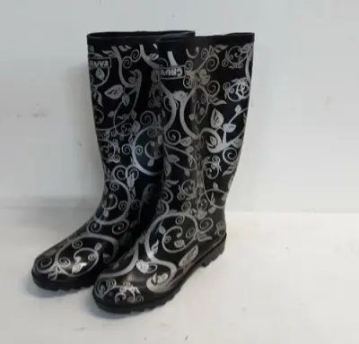 1 x Rubberen laarzen 36 zwart bloemenprint Chuva – kavel bij Belga Veilingen, Oudsbergen