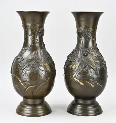 2x Japanse vaas, H 36,5 cm – kavel bij Twents Veilinghuis