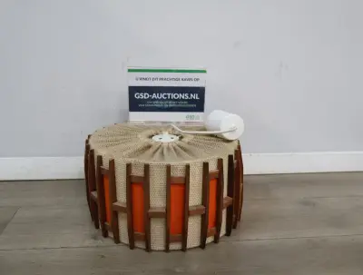 Vintage Scandinavische hanglamp - jute teak – kavel bij GSD Auctions, Zoeterwoude