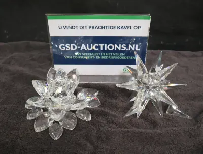 Kristallen kandelaars in bloemvorm en stervorm – kavel bij GSD Auctions, Zoeterwoude