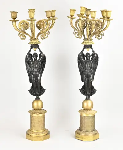 2x Empire kandelaar, H 76 cm – kavel bij Twents Veilinghuis