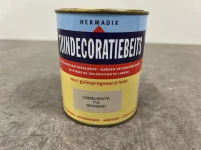 2x Hermadix tuindecoratiebeits 750ml Camel White – kavel bij XL Auctions