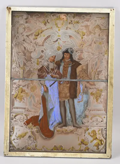 Historisme glas-in-lood, 70 x 50 cm – kavel bij Twents Veilinghuis