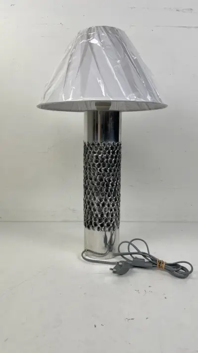 Tafellamp Aluclair Willy Luyckx brutalist aluminium vintage cilinderlamp – kavel bij De Kringwinkel, Waardamme