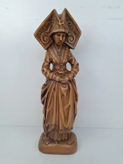 Groot Houtsnijwerk Sculptuur: Maria Van Bourgondië – Uniek Statig Beeld – kavel bij De Kringwinkel, Waardamme