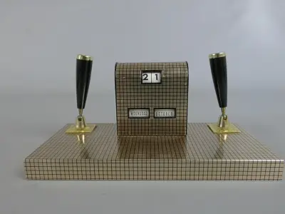 Vintage bureau-kalender met dubbele penhouder – kavel bij De Kringwinkel, Diest