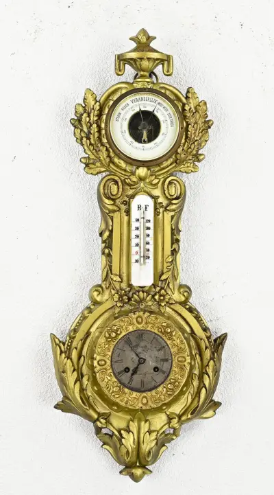 Franse barometer wandklok, 66 cm – kavel bij Twents Veilinghuis