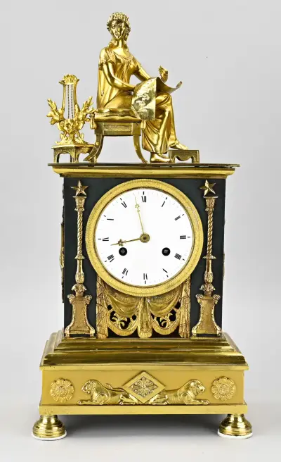Franse empire pendule, H 47,5 cm – kavel bij Twents Veilinghuis