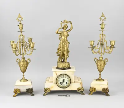 3-Delig pendulestel, 1900 – kavel bij Twents Veilinghuis