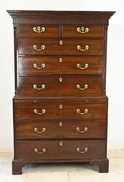 Mahonie chest on chest commode – kavel bij Twents Veilinghuis