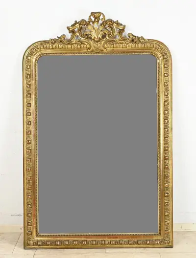 Antieke spiegel met kuif, H 156 x B 100 cm – kavel bij Twents Veilinghuis