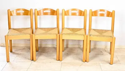 4x Gevlochten stoel (beukenhout) – kavel bij Twents Veilinghuis