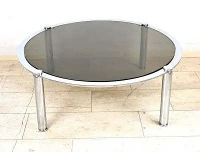 Glazen salontafel (rond) – kavel bij Twents Veilinghuis