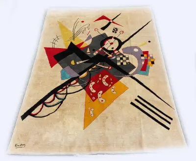 Handgeknoopt tapijt (Kandinsky-stijl), 277 x 196 cm – kavel bij Twents Veilinghuis