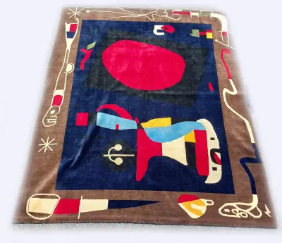 Handgeknoopt tapijt, Miro-stijl, 247 x 200 cm – kavel bij Twents Veilinghuis