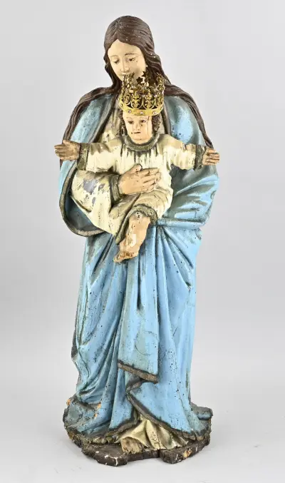 Houten Maria, H 78 cm – kavel bij Twents Veilinghuis