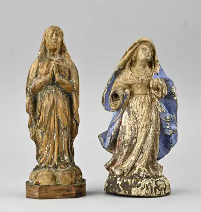 2x Religieus beeld, H 21 - 23 cm – kavel bij Twents Veilinghuis