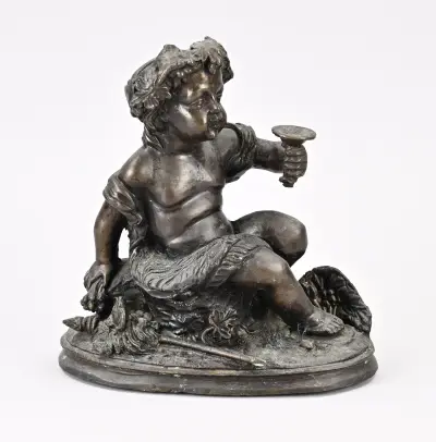 Bronzen Bacchus figuur met wijnkelk – kavel bij Twents Veilinghuis