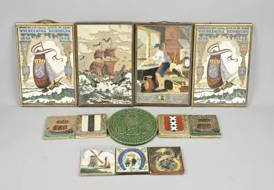 12x Cloisonné tegel Mosa/Porceleyne Fles – kavel bij Twents Veilinghuis