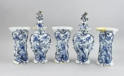 5-Delig Delfts kaststel, H 22 - 33 cm – kavel bij Twents Veilinghuis