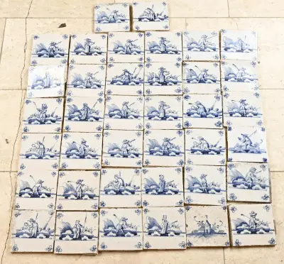 Lot antieke tegels (38 x) – kavel bij Twents Veilinghuis