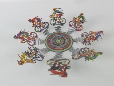 Cyclists Bowl - metalen wielrenners kunstwerk - Gerstein DESIGN – kavel bij De Kringwinkel, Heverlee