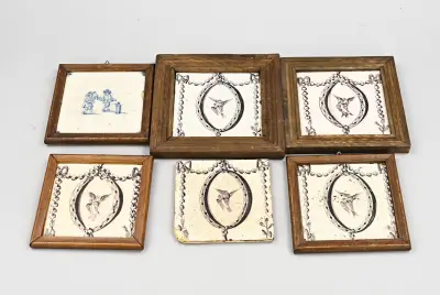 6x Antieke tegel, 1800 – kavel bij Twents Veilinghuis