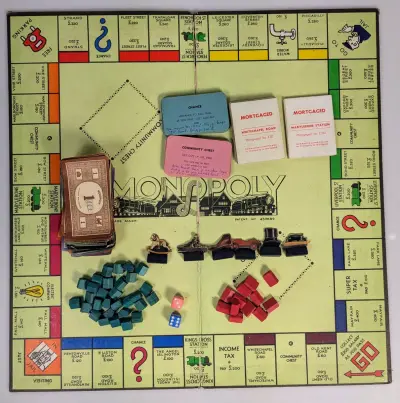 Vintage Monopoly bordspel – WOII-periode – kavel bij De Kringwinkel, Sint-Niklaas
