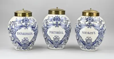3x Antieke tabakspot + deksel – kavel bij Twents Veilinghuis