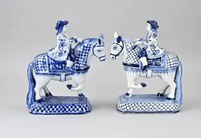 2x Antiek Delfts paard – kavel bij Twents Veilinghuis