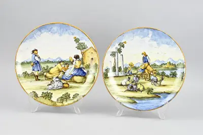 2x Majolica bord Ø 26 cm – kavel bij Twents Veilinghuis
