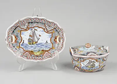 Botervloot + onderschotel (+ monogram) – kavel bij Twents Veilinghuis