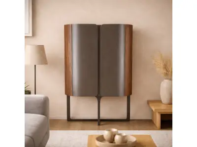 Wandkast Walnoot - 160cm - Notenhout bruin - Bronze – kavel bij XL Auctions