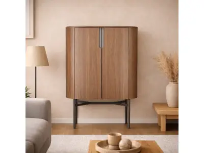 Wandkast Walnoot - 130cm - Notenhout bruin - Bronze – kavel bij XL Auctions