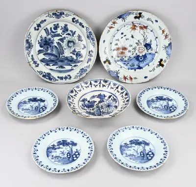 Lot 18e eeuws Delftse borden (7x) – kavel bij Twents Veilinghuis