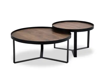 Salontafel Hanna natural – Hout - Poot metaal zwart - set – kavel bij XL Auctions