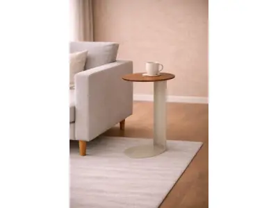 Bijzettafel Walnoot (set van 2) - Notenhout bruin - Creme – kavel bij XL Auctions