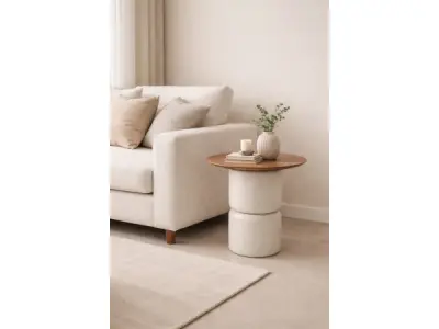 Salontafels/Bijzettafels Walnoot - Notenhout - Creme – kavel bij XL Auctions