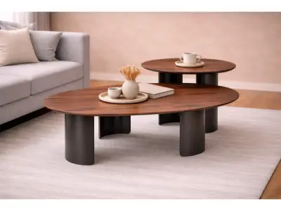 Salontafels set Organisch- Walnoot - Notenhout - bronze – kavel bij XL Auctions