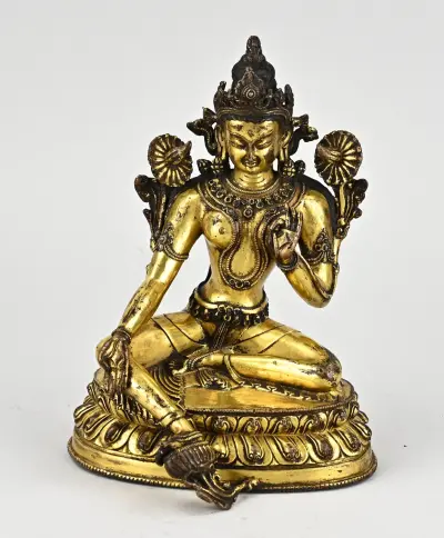 Chinese bronzen boeddha, H 19 cm – kavel bij Twents Veilinghuis
