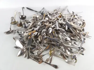 Grote vintage collectie bestek en serveerbestek - diverse merken – kavel bij De Kringwinkel, Heverlee