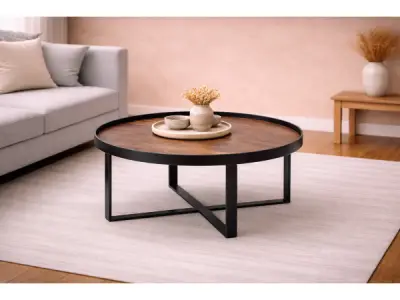 Salontafel Hanna natural - Hout - Poot metaal zwart – kavel bij XL Auctions