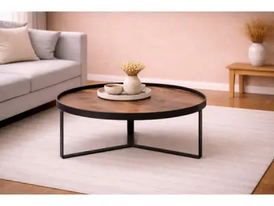 Salontafel Hanna natural - Hout - Poot metaal zwart – kavel bij XL Auctions