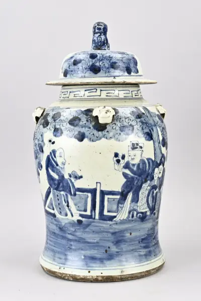 Chinese dekselpot, H 46 cm – kavel bij Twents Veilinghuis