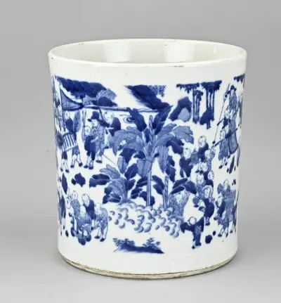 Chinese brushpot, H 21,5 cm – kavel bij Twents Veilinghuis