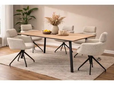 Eettafel Eiken fineer natural 240x100 rechthoek verjongd – kavel bij XL Auctions