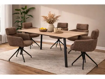 Eettafel Eiken fineer natural 225x100 rechthoek verjongd – kavel bij XL Auctions