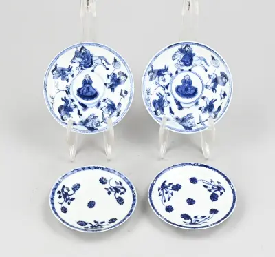 4x Chinese Yixing schotel Ø 9,3 - 9,8 cm – kavel bij Twents Veilinghuis